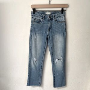 Zara distressed raw hem crop jeans size 10
